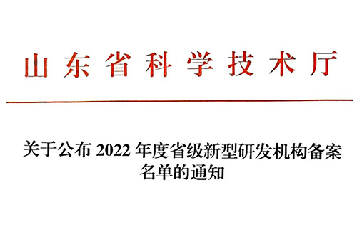 2022年荣获山东省级新型研发机构